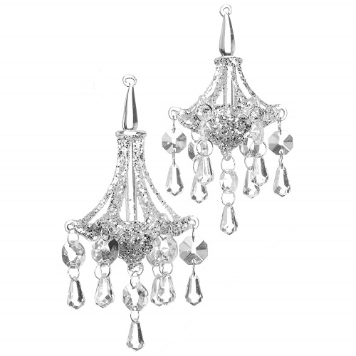 Chandelier Ornament Set - Artificial floral - tiny chandelier glass ornaments